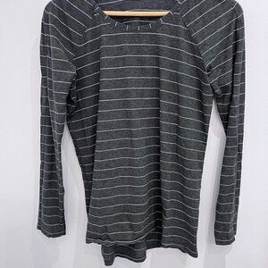 LULULEMON long sleeve gray with white stripe. Scoop neck